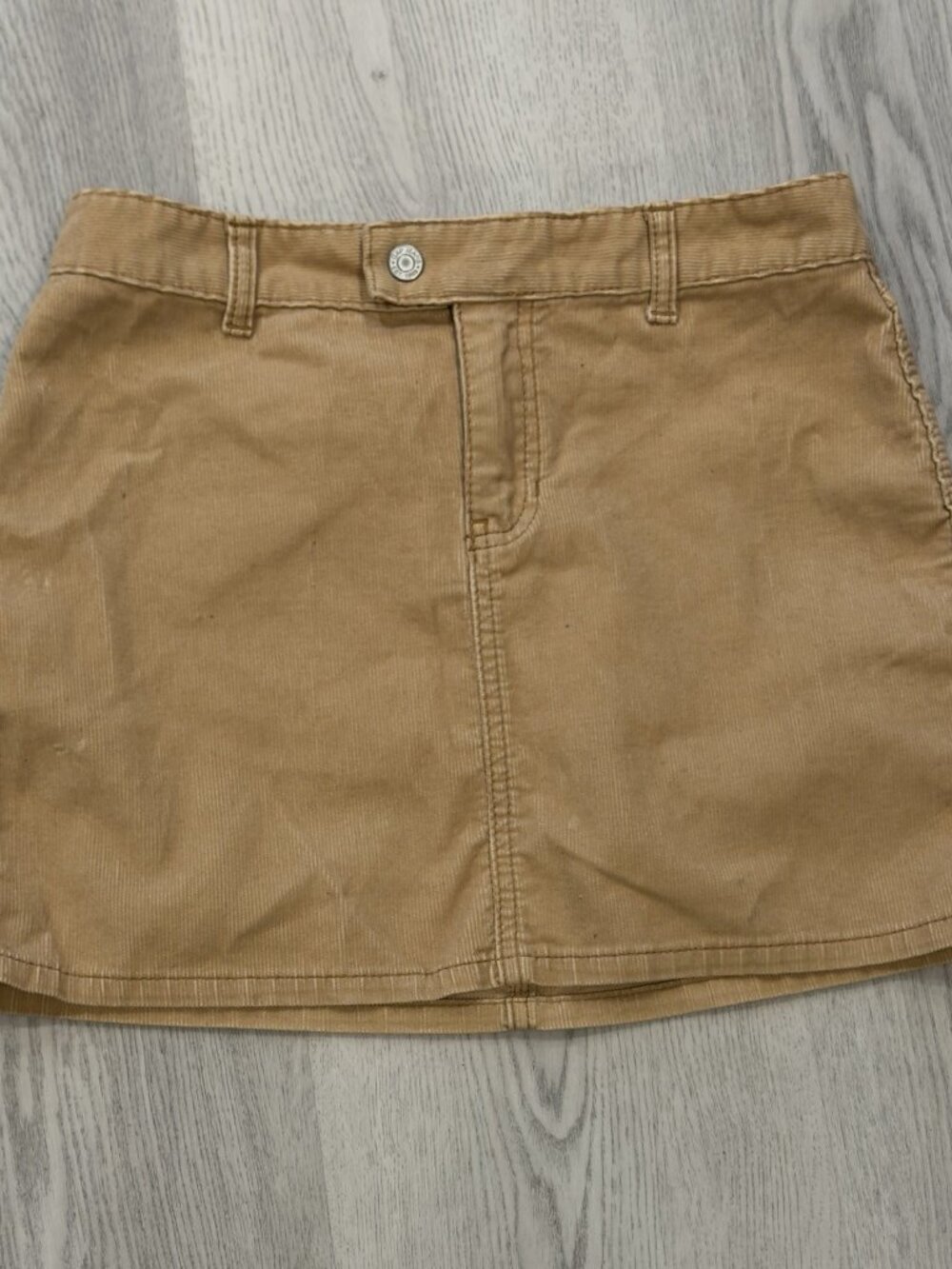 Y2K Gap Jeans Khaki Corduroy Mini Skirt Size 2 Tan A-Line Button Front